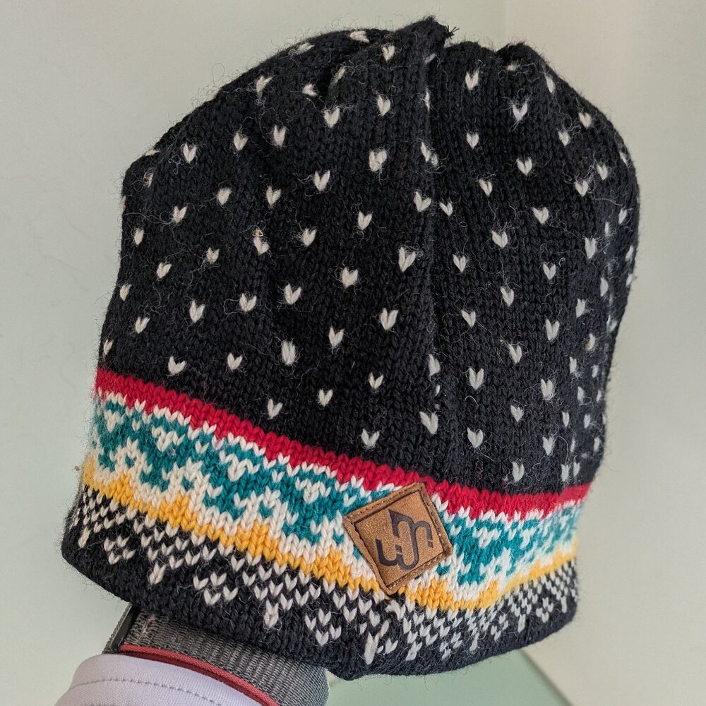 Merkley Wool Hat – Black & White with Color Circle Design